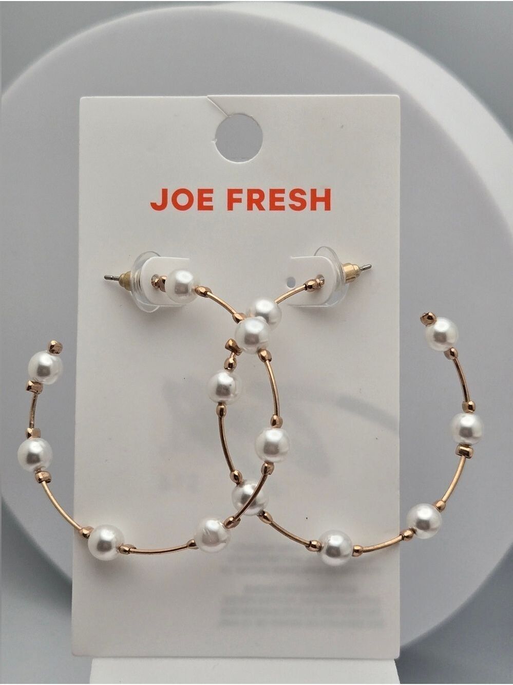 ✨2/$10✨ Faux Pearl Hoop Earrings 2" Chic Statement New Gold Tone